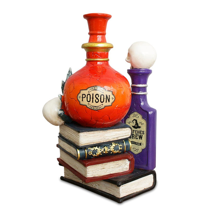 (Pre-Order) Sorcerer’s Syrups Spooky Lighted Figurine, 8" Potions Poisons and Books Halloween Statue Resin Statues OrnamentallyYou