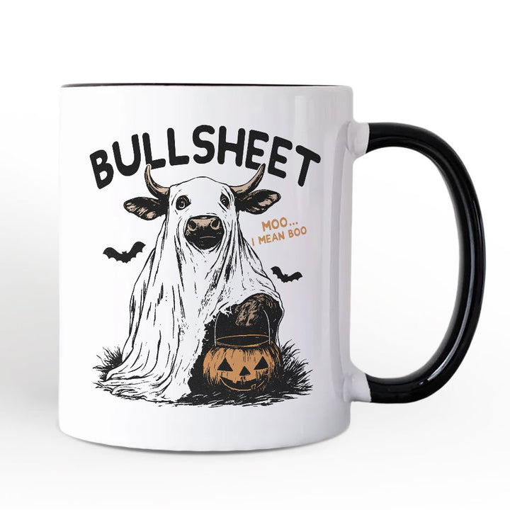 Bullsheet Halloween Bull Personalized Mug, Hilarious Cow Gift with Custom Name Personalized Ceramic Mug OrnamentallyYou White - Black Non-Custom
