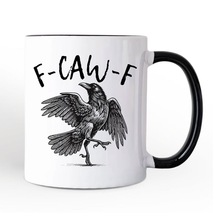 F-CAW-F Gothic Raven Personalized Mug, Snarky Halloween Gift with Custom Name Personalized Ceramic Mug OrnamentallyYou White - Black Non-Custom