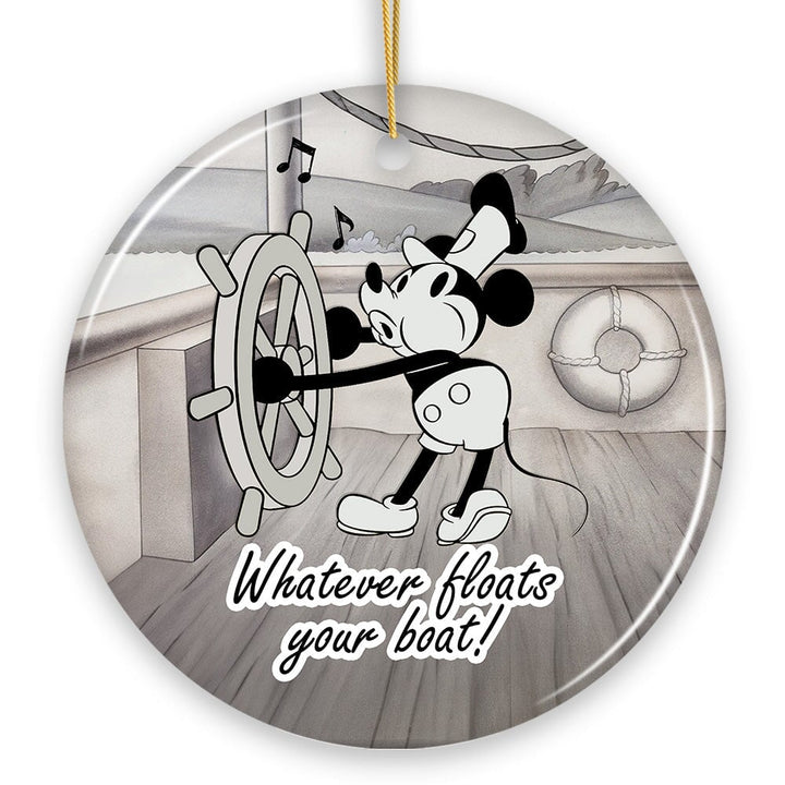 Funny Mouse Sailing Quotes Ornament, Classic Steamboat Willie Christmas Keepsake and Decor Ceramic Ornament OrnamentallyYou