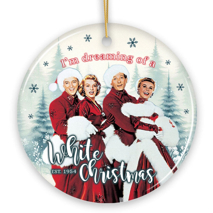 Iโm Dreaming of a White Christmas Ornament, 1954 Classic Holiday Inn Movie Gift and Tree Decor Ceramic Ornament OrnamentallyYou