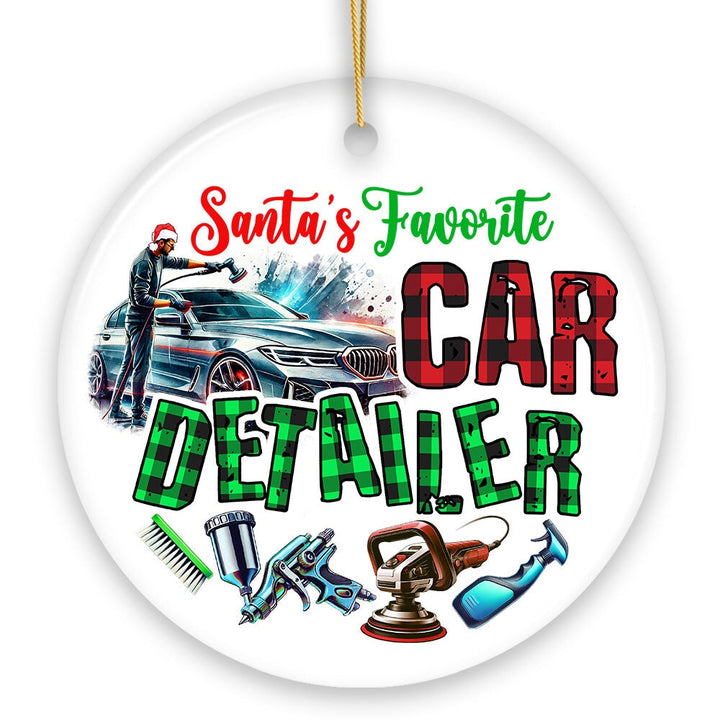 Santa's Favorite Car Detailer Ornament, Christmas Appreciation Gift for Auto Detailing Experts Ceramic Ornament OrnamentallyYou