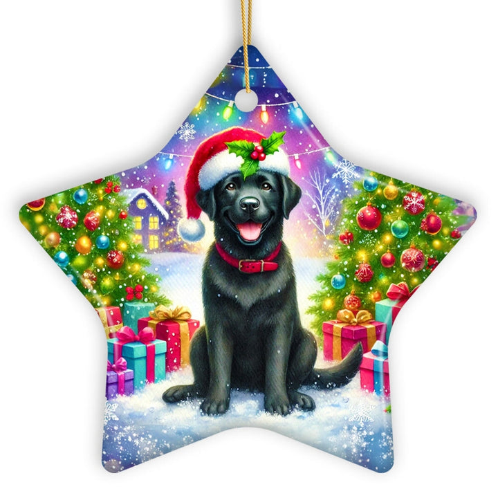 Sparkling Yuletide Black Labrador Retriever Ornament, Joyful Christmas Gift Ceramic Ornament OrnamentallyYou Star