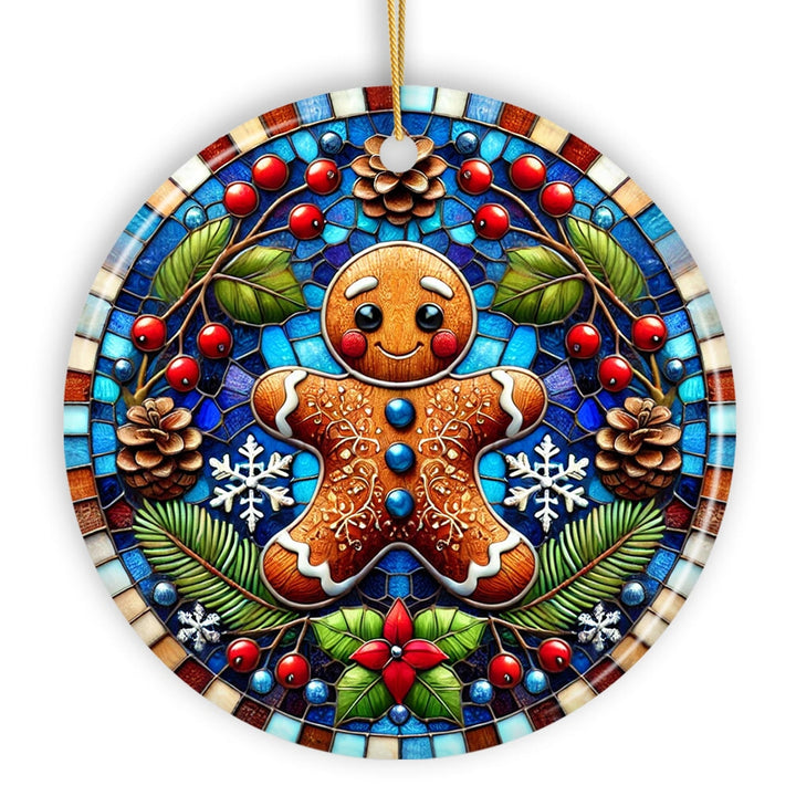 Winter Woodland Gingerbread Man Ornament, Cozy Yuletide Companion for Christmas Decor Ceramic Ornament OrnamentallyYou
