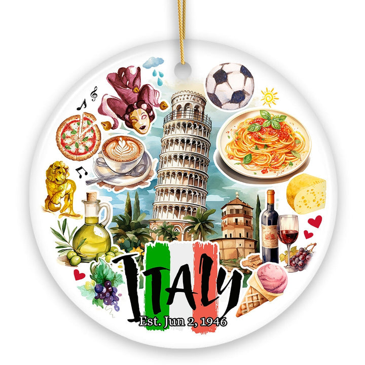 Artistic Italy Landmarks Ornament, Italian Souvenir for Ceramic Christmas Gift Ceramic Ornament OrnamentallyYou