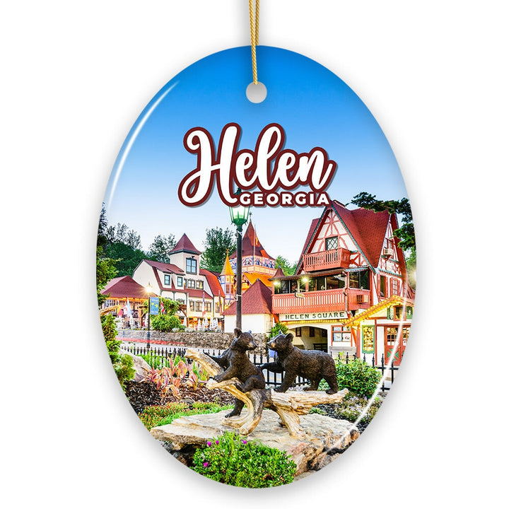 Beautiful Helen Town Georgia Ornament, German-inspired Alpine Village for Christmas Gift Ceramic Ornament OrnamentallyYou