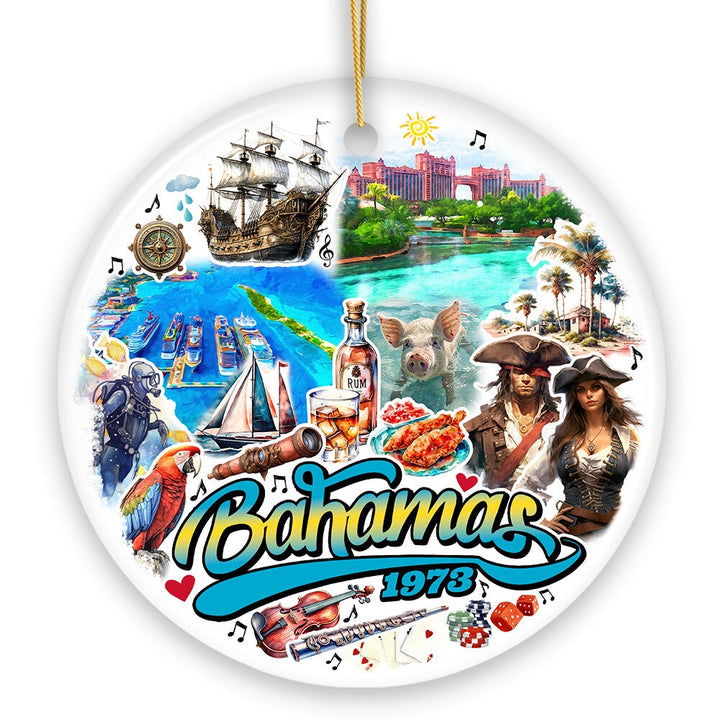Breathtaking Tropical Bahamas, Caribbean Cultures and Landscapes Travel Souvenir and Christmas Gift Ceramic Ornament OrnamentallyYou
