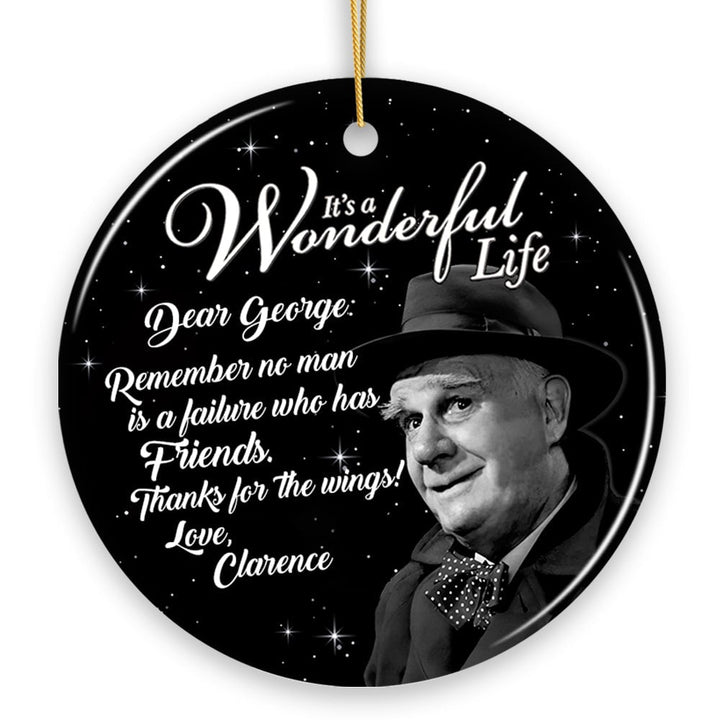 Clarence the Angel Dear George Quote Christmas Tree Ornament, Wonderful Life Gift Ceramic Ornament OrnamentallyYou