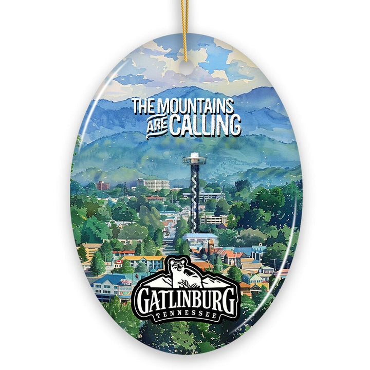 Classic Gatlinburg Tennessee Ceramic Ornament, Vintage Souvenir and Pigeon Forge Christmas Decor Gift Ceramic Ornament OrnamentallyYou