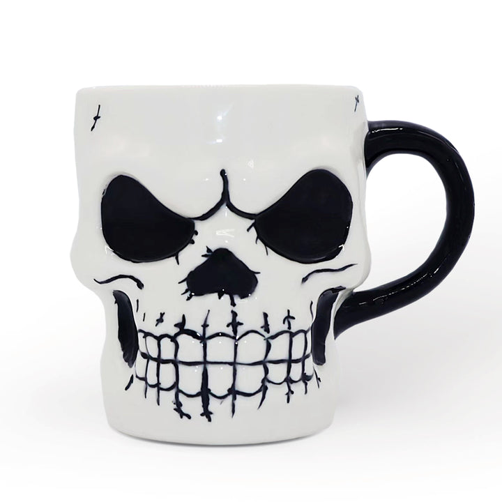 Classic Skeleton Face Spooky 4" Mug, Ceramic Halloween Gothic Kitchen Cup Decor Mugs OrnamentallyYou