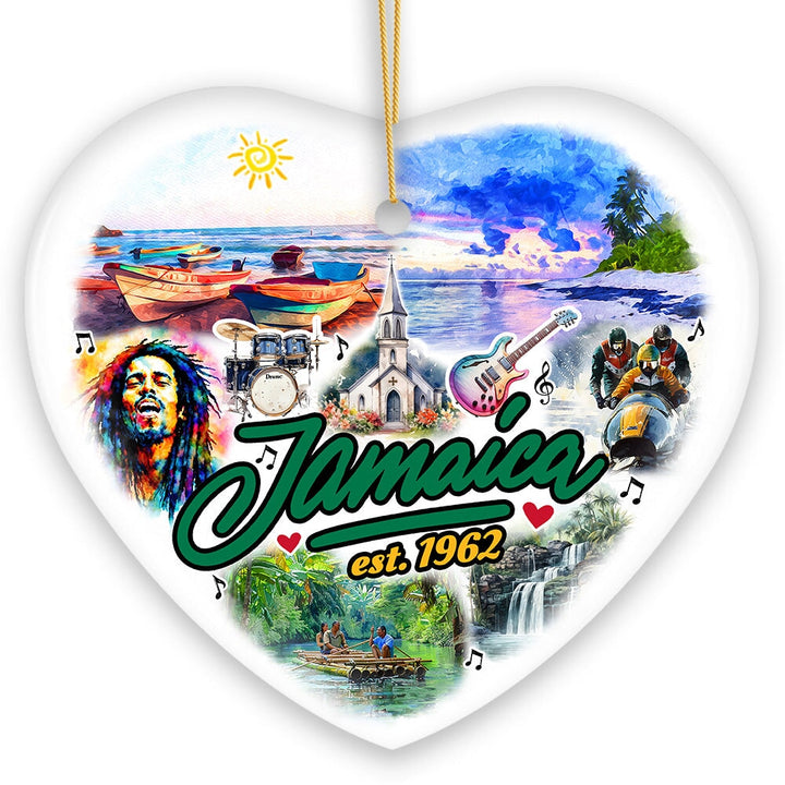 Culturally Vibrant Jamaica Ceramic Art Ornament, Artistic Caribbean Souvenir and Christmas Decor Ceramic Ornament OrnamentallyYou