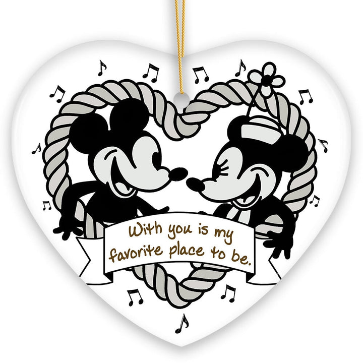 Cute Mouse Couple Love Quote Ornament, Classic Steamboat Willie Christmas Gift and Decor Ceramic Ornament OrnamentallyYou