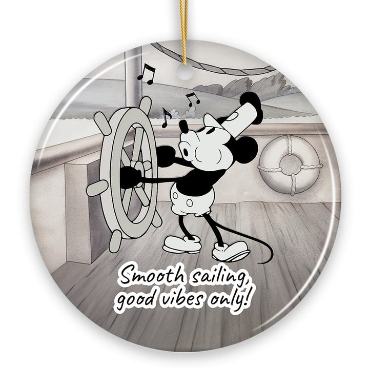 Funny Mouse Sailing Quotes Ornament, Classic Steamboat Willie Christmas Keepsake and Decor Ceramic Ornament OrnamentallyYou