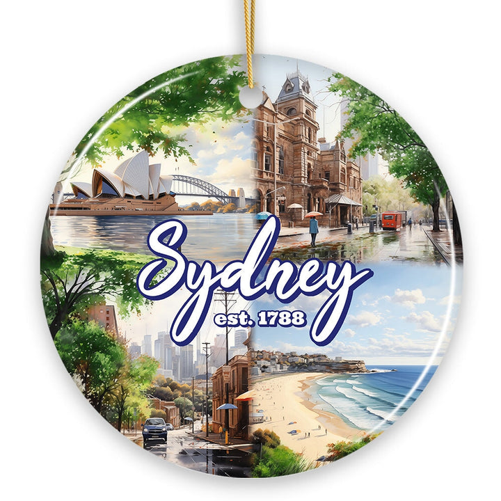 Illustrated Sydney Australia Ceramic Ornament, Travel Souvenir and Christmas Gift Ceramic Ornament OrnamentallyYou