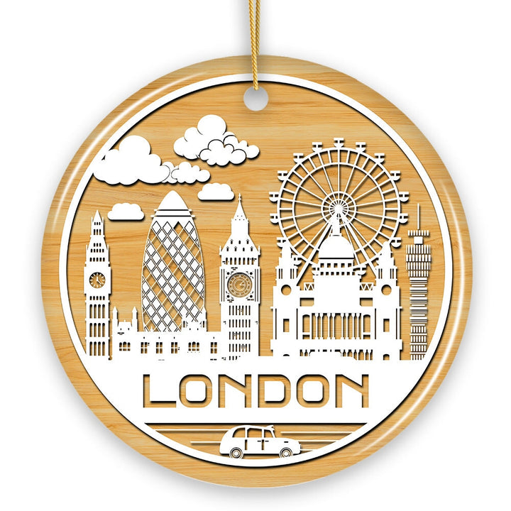 London City Unique Paper Art Themed Ceramic Christmas Ornament Ceramic Ornament OrnamentallyYou