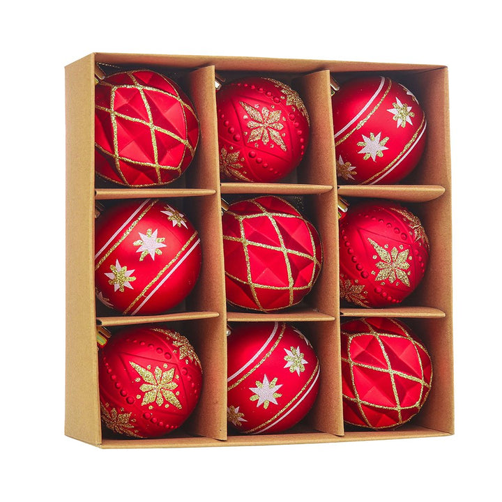 Red and Gold Unique Shatterproof Ornament Bauble Set Ornament Bundle OrnamentallyYou