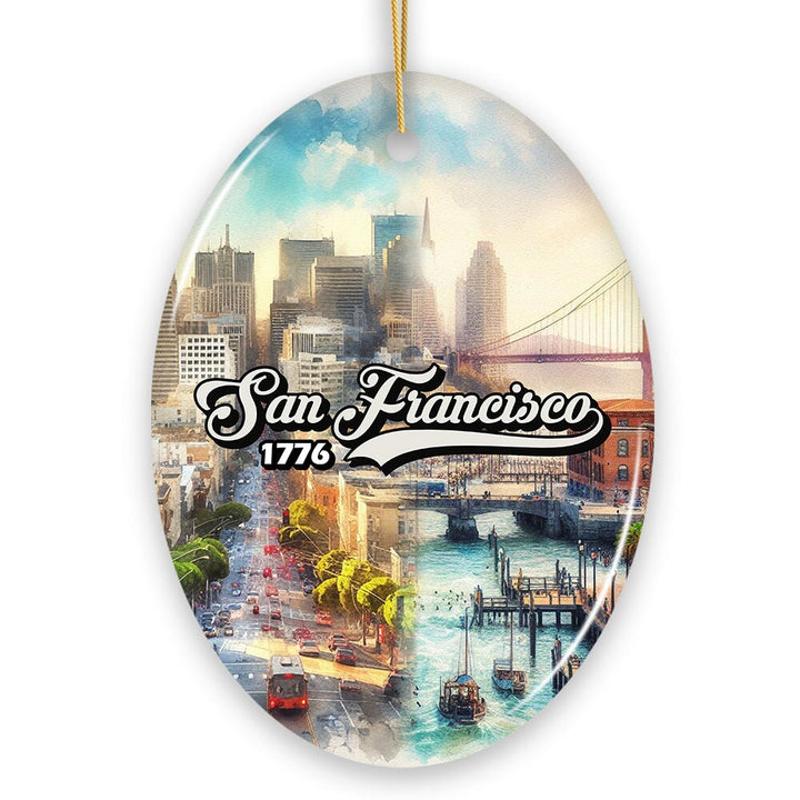 San Francisco Artistry Handmade Ceramic Christmas Ornament, California Art Souvenir Ceramic Ornament OrnamentallyYou