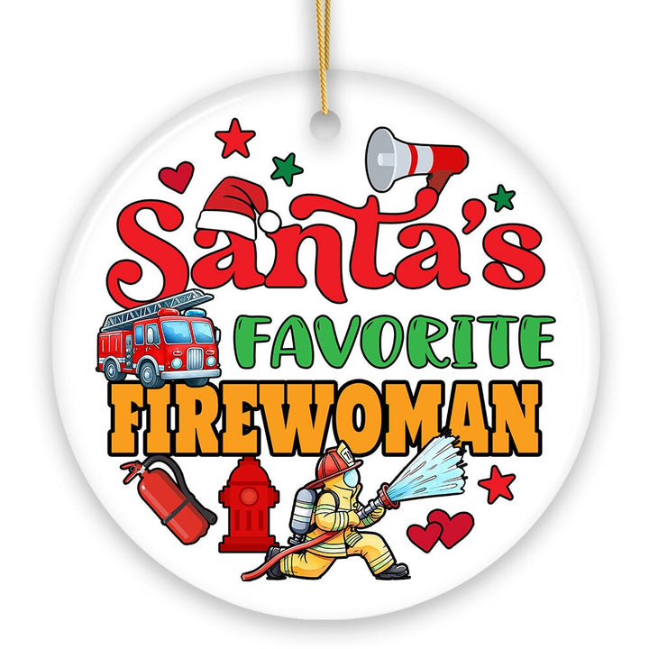 Santa's Favorite Firefighter Christmas Ornament, Funny Appreciation Gift Ceramic Ornament OrnamentallyYou