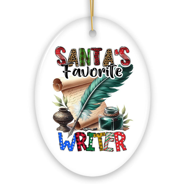 Santa's Favorite Writer Ornament, Christmas Appreciation Gift for Author Ceramic Ornament OrnamentallyYou