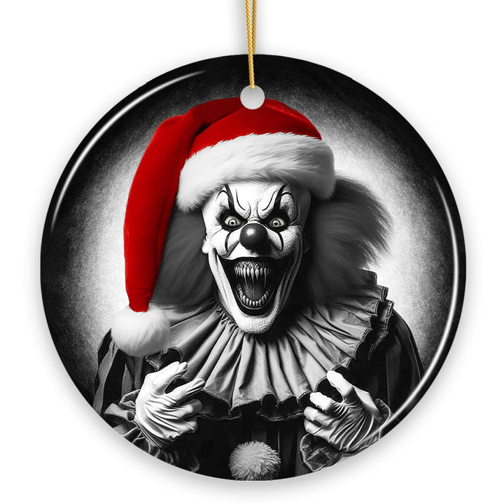 Sinister Santa Clown Ceramic Ornament, Eerie Christmas Decoration for Halloween Tree Ceramic Ornament OrnamentallyYou
