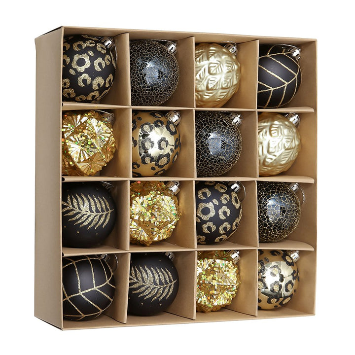 Vogue Black and Gold Ornament Set, Stylish Tree Set of 16 Glittery Baubles Ornament Bundle OrnamentallyYou