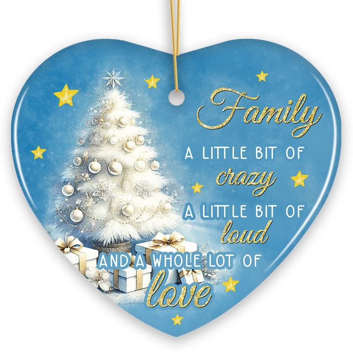 Whimsical Family Quote Ornament, Enchanting White Christmas Appreciation Gift and Tree Decor Ceramic Ornament OrnamentallyYou Heart
