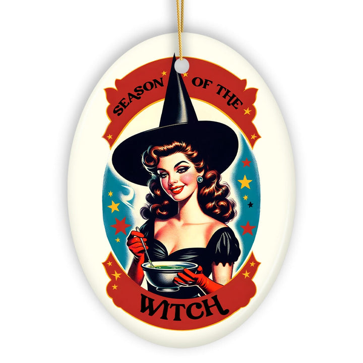Wickedly Glamorous Season of the Witch Ornament, Retro Style Halloween Tree Decor and Keepsake Ceramic Ornament OrnamentallyYou