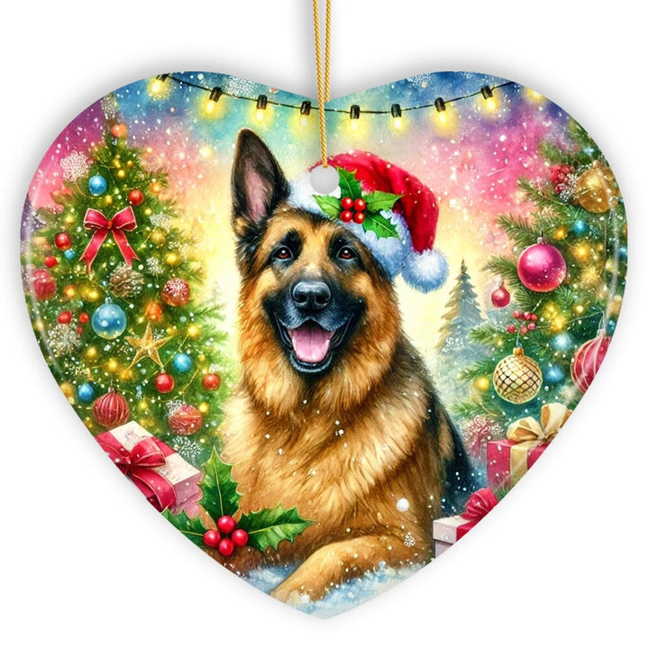 Winter Wonderland German Shepherd Ornament, Gift and Decor for Cozy Christmas Ceramic Ornament OrnamentallyYou Heart