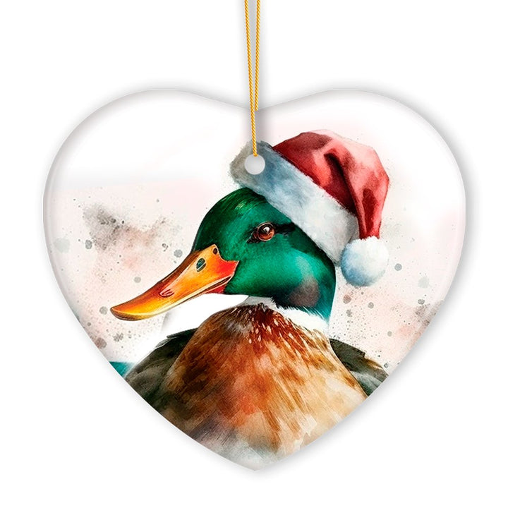 Watercolor Mallard Duck Christmas Ornament Ceramic Ornament OrnamentallyYou