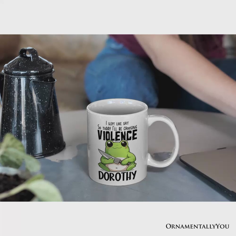 Cute Frog Morning Melee Personalized Mug With Custom Name
