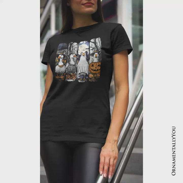 Halloween Goose in Costume T-Shirt, Spooky Fall Geese Tee for Bird Enjoyers