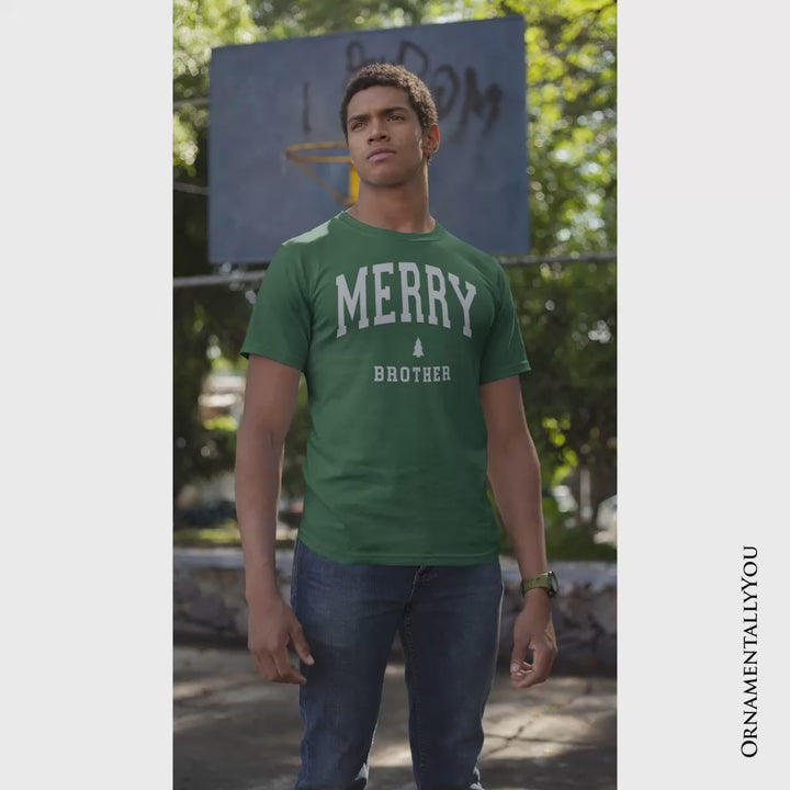 Merry Brother Retro Christmas T-Shirt, Matching Family Holiday Tee