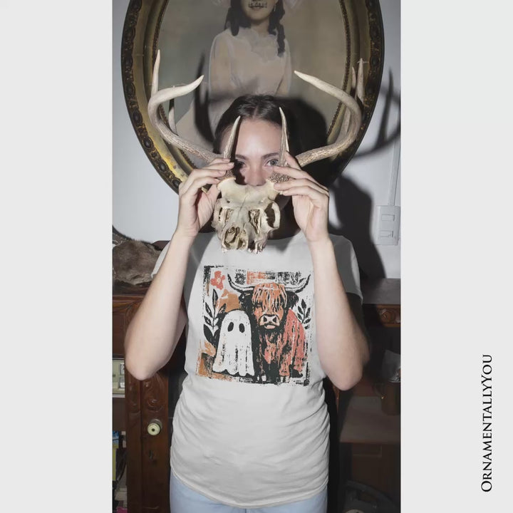 Highland Cow Ghost Fall T-Shirt, Spooky Season Halloween Tee