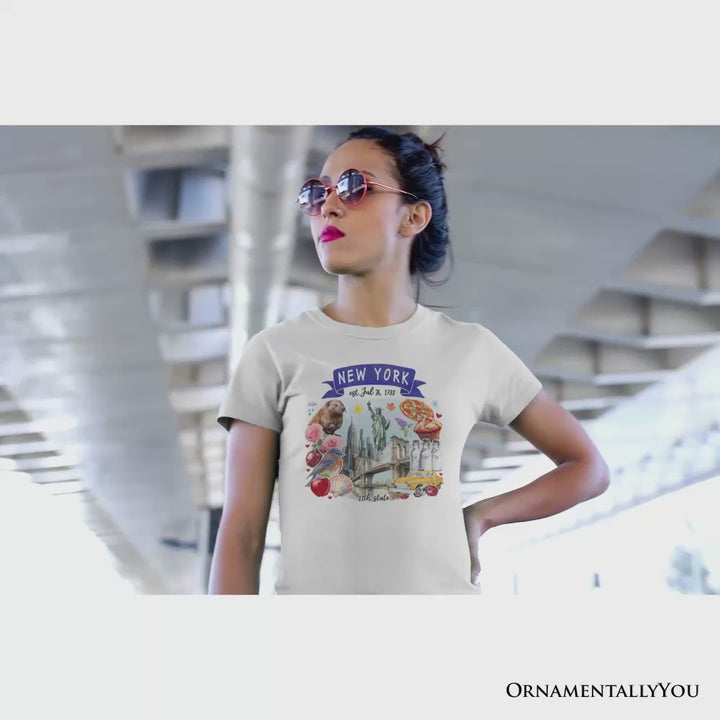 Artistic New York State Themes and Landmarks T-Shirt, Tee for History and Travel Lovers