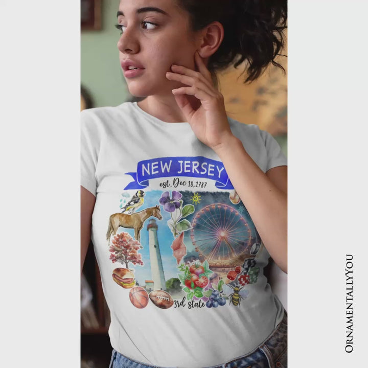 Artistic New Jersey State Themes and Landmarks T-Shirt, Tee for History and Travel Lovers