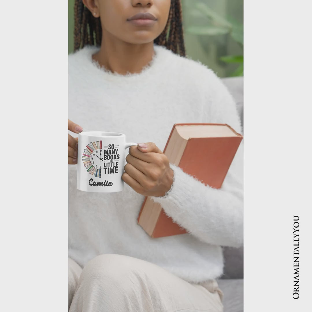 So Many Books So Little Time Personalized Mug, Funny Book Lover Gift with Custom Name