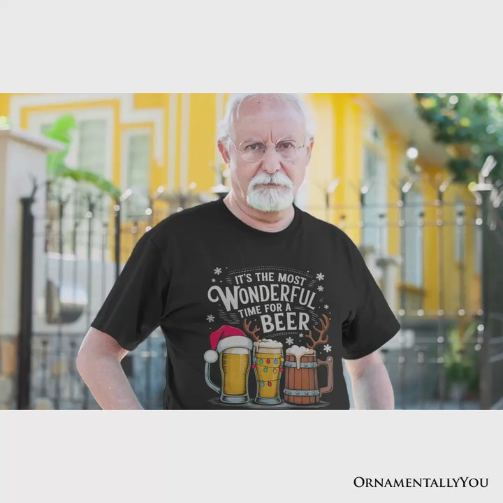 It's The Most Wonderful Time for a Beer T‑Shirt, Funny Holiday Beer Christmas Tee for Festive Drinkers
