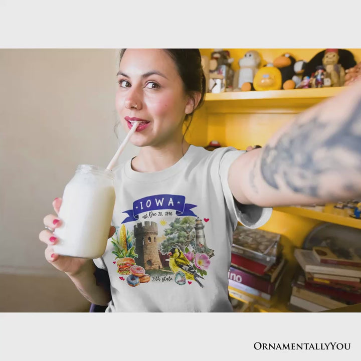 Artistic Iowa State Themes and Landmarks T-Shirt, Tee for History and Travel Lovers