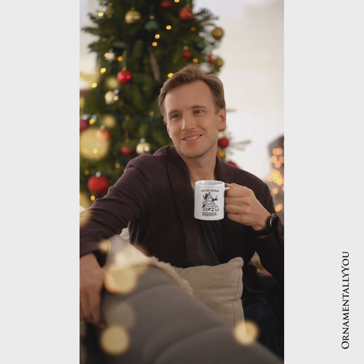 Christmas Tree Killer Cats Personalized Mug, Tis the Season Funny Holiday Gift with Custom Name