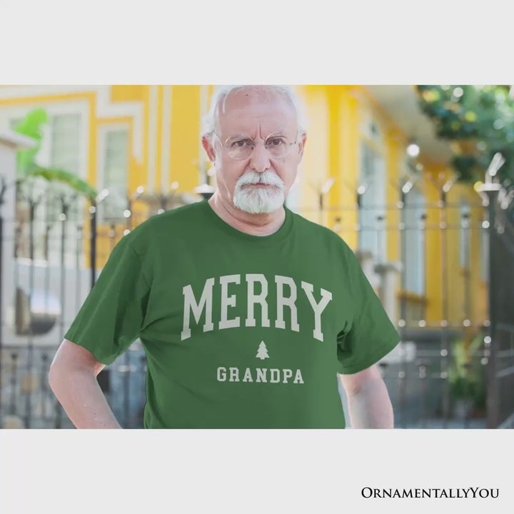 Merry Grandpa Retro Christmas T-Shirt, Matching Family Holiday Tee