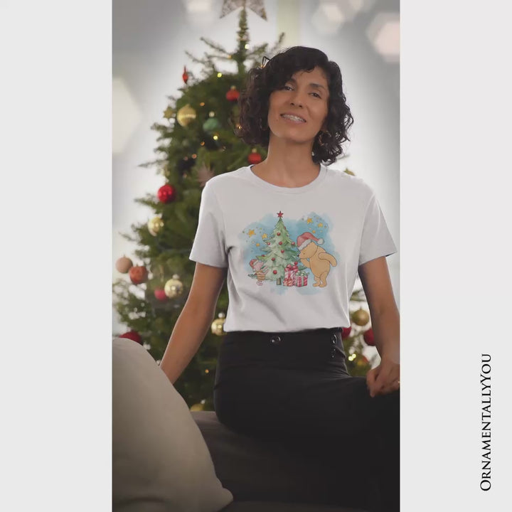 Christmas With Pooh Bear and Friends T-Shirt, Heartwarming Holiday Tee