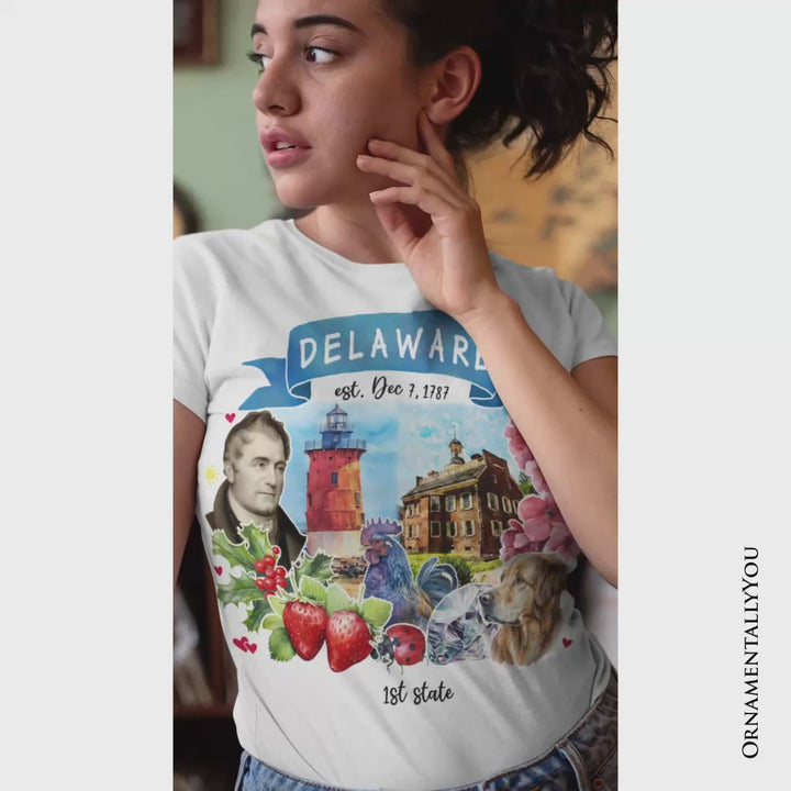 Artistic Delaware State Themes and Landmarks T-Shirt, Tee for History and Travel Lovers
