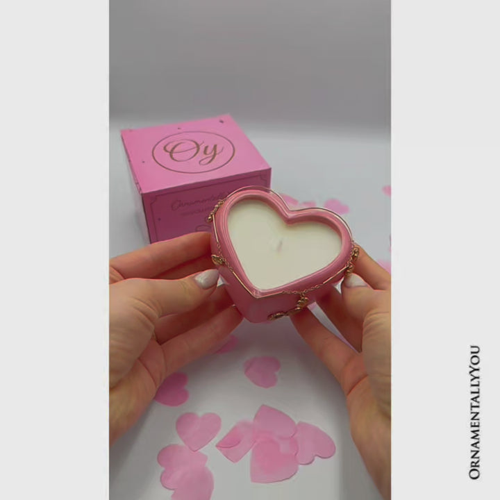 Heart Shaped Eternal Love Candle, Romantic Rose Scented Gift with Pendant for Her