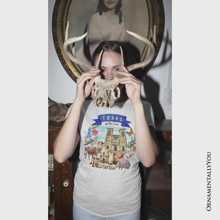 Artistic Texas State Themes and Landmarks T-Shirt, Tee for History and Travel Lovers