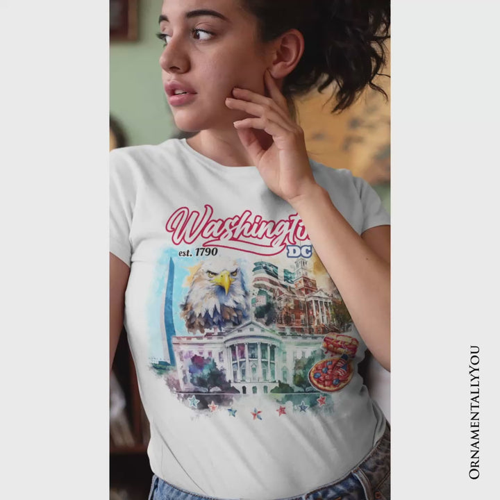 Artistic Washington DC T-Shirt, Landmarks of the Nation’s Capital, White House Travel Tee