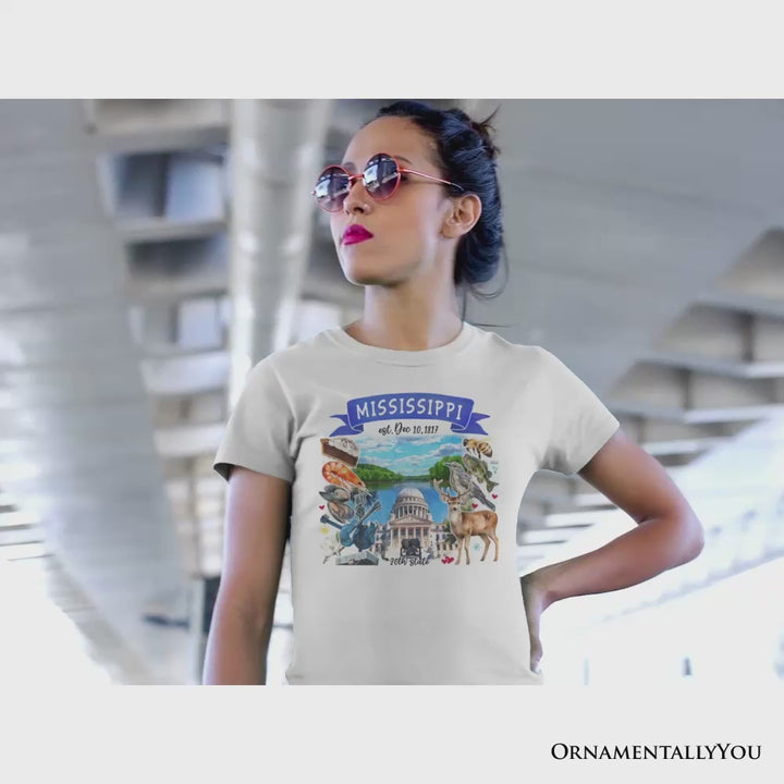 Artistic Mississippi State Themes and Landmarks T-Shirt, Tee for History and Travel Lovers