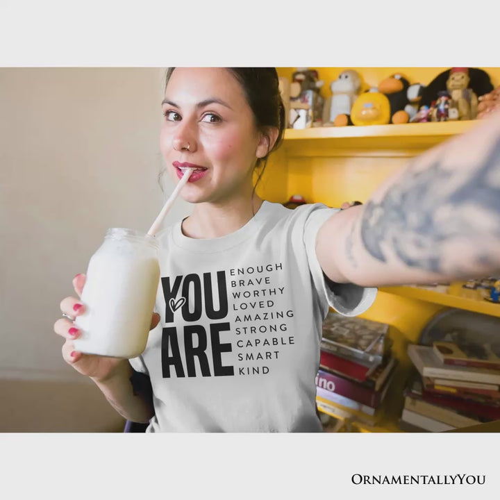 Inspirational Words T-Shirt, Minimalist White Tee for Encouraging and Loving Significant Others