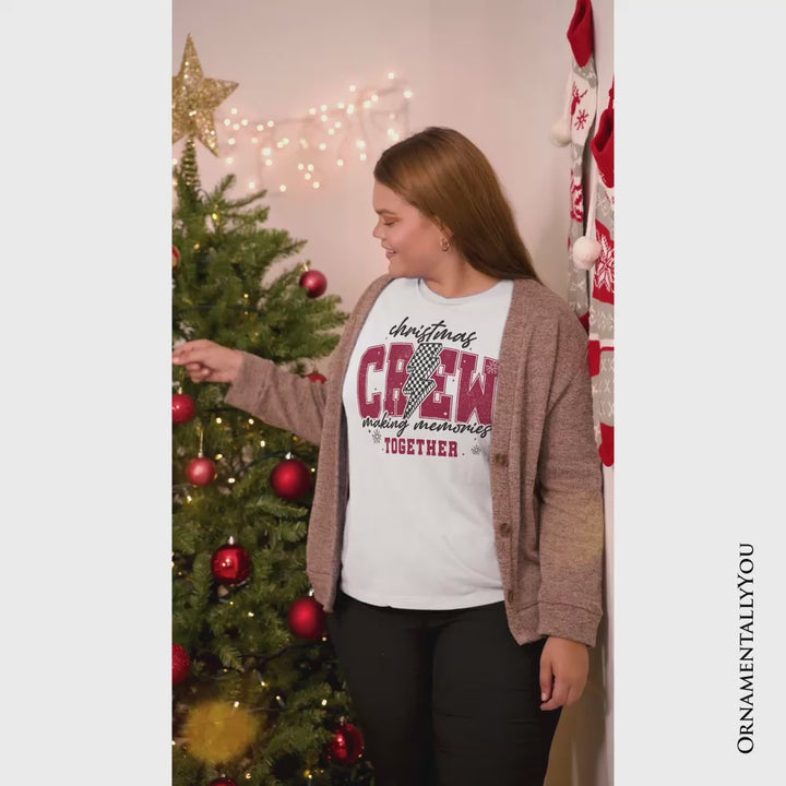 Christmas Crew Making Memories Together T‑Shirt, Checkered Lightning Retro Holiday Tee