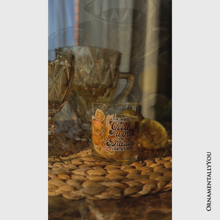 Retro Sass Candle You Smell Like Good Wine and Bad Decisions, Lemon Scented Funny Housewife Gift