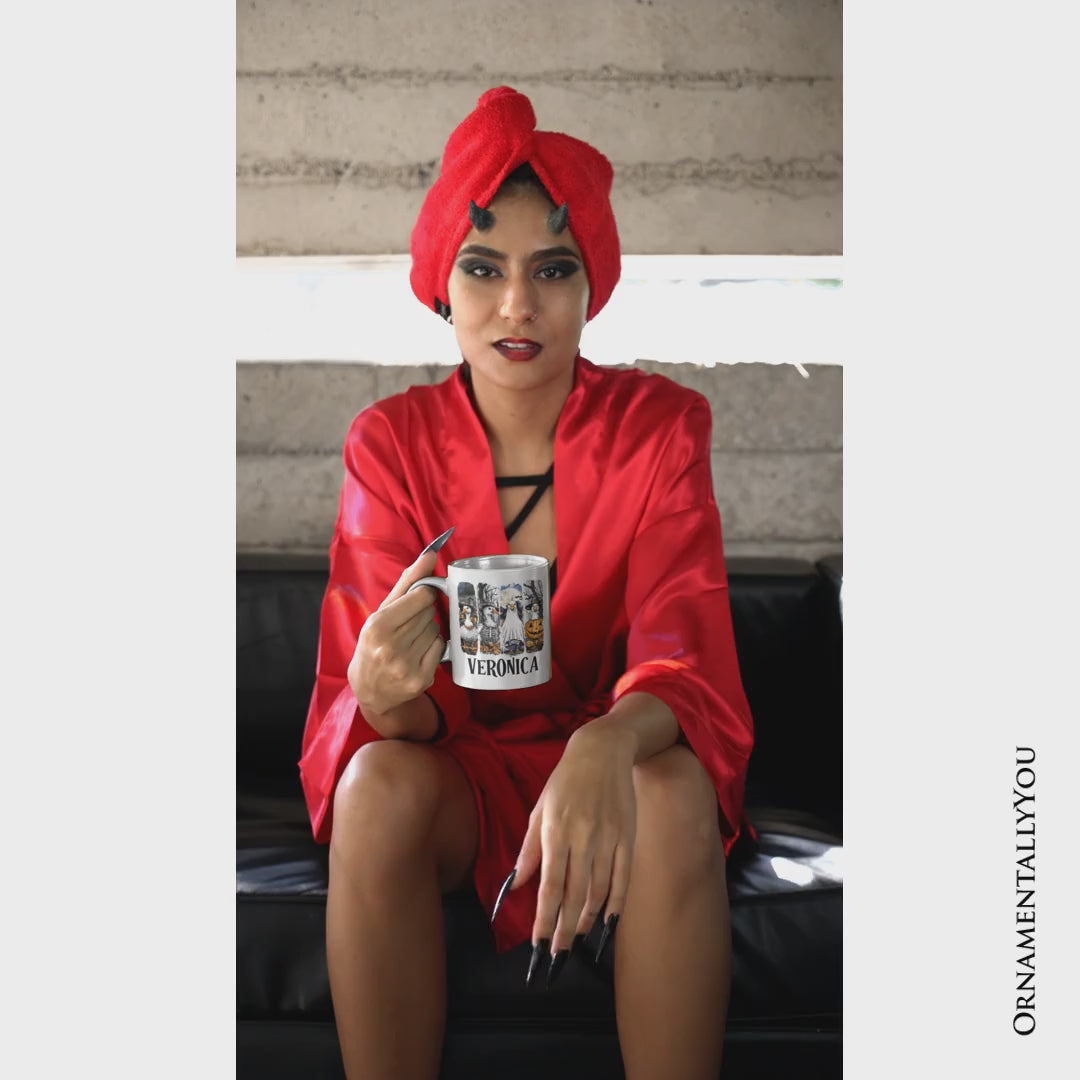 Halloween Goose in Costume Personalized Mug, Spooky Fall Geese Gift with Custom Name